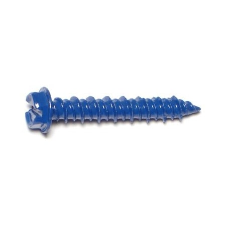 Midwest Fastener Masonry Screw, 3/16" Dia., Hex, 1 1/4 in L, Steel Blue Ruspert, 12 PK 63481